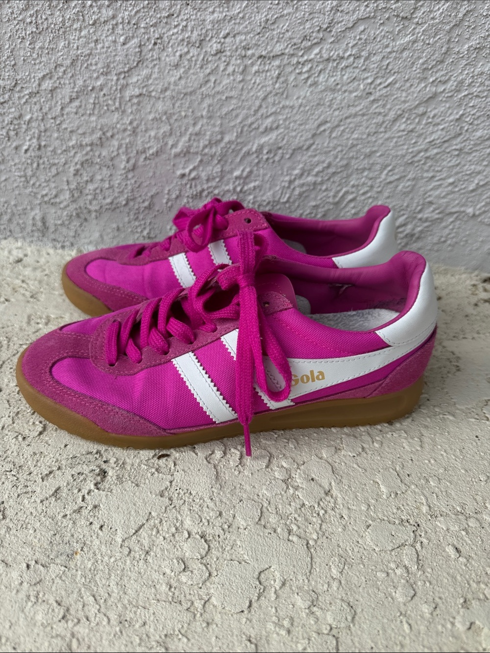 Gola Women's Hot Pink and White Retro Trainer Sneakers